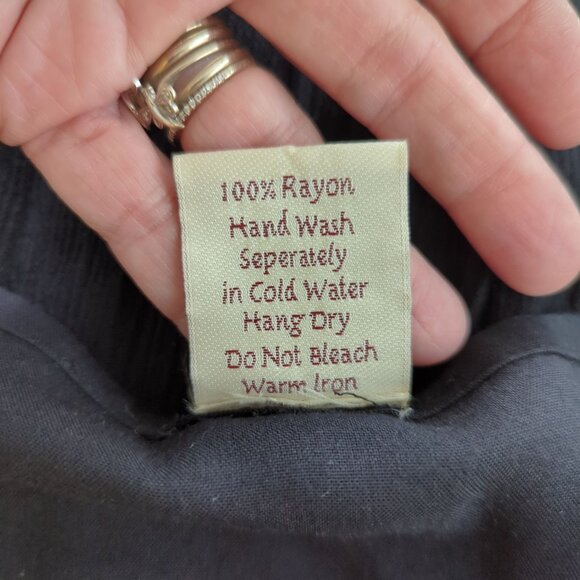 Gypsy‎ Rose Black Embroidered Poncho Top With Tie Neck Flowing Sleeves Boho sz M - Picture 6 of 11